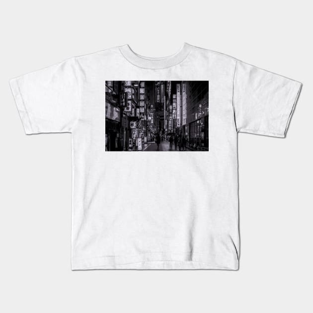 Shinjuku Nights Black and White Recolor Kids T-Shirt by emiliapapaya